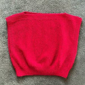 Vintage Hand-knitted Red Sweater Vest Large
